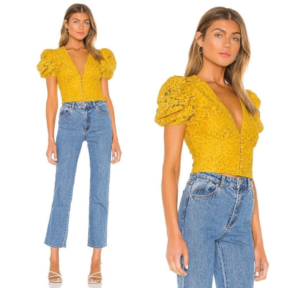 House of Harlow 1960 x REVOLVE Golden Yellow Juliette Top Size XS 41061